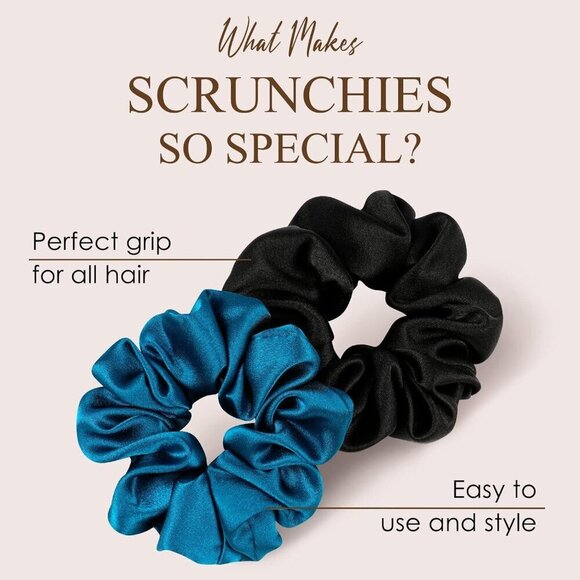 Silk Satin Hair Scrunchies Pack 5 No Crease Gentle on Hair for Women Girls main image 5